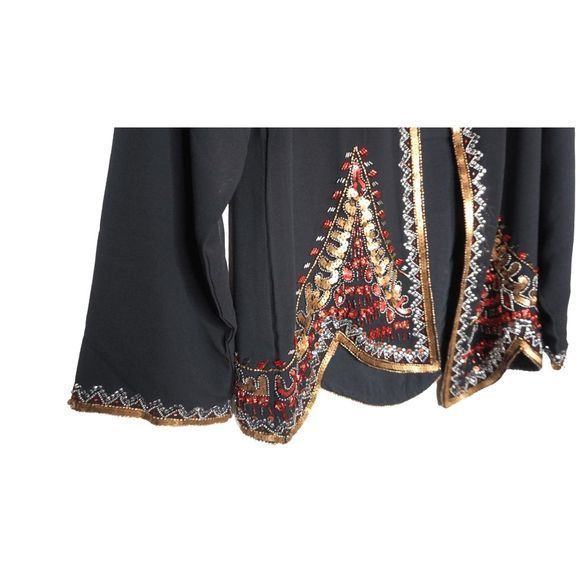 Novica Hand Beaded Glass Western Jacket Black Size Small Cardigan Long Sleeve - Picture 5 of 7